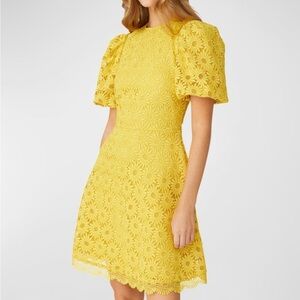 Shoshanna Barrow Floral Lace Puff sleeve Mini Dress